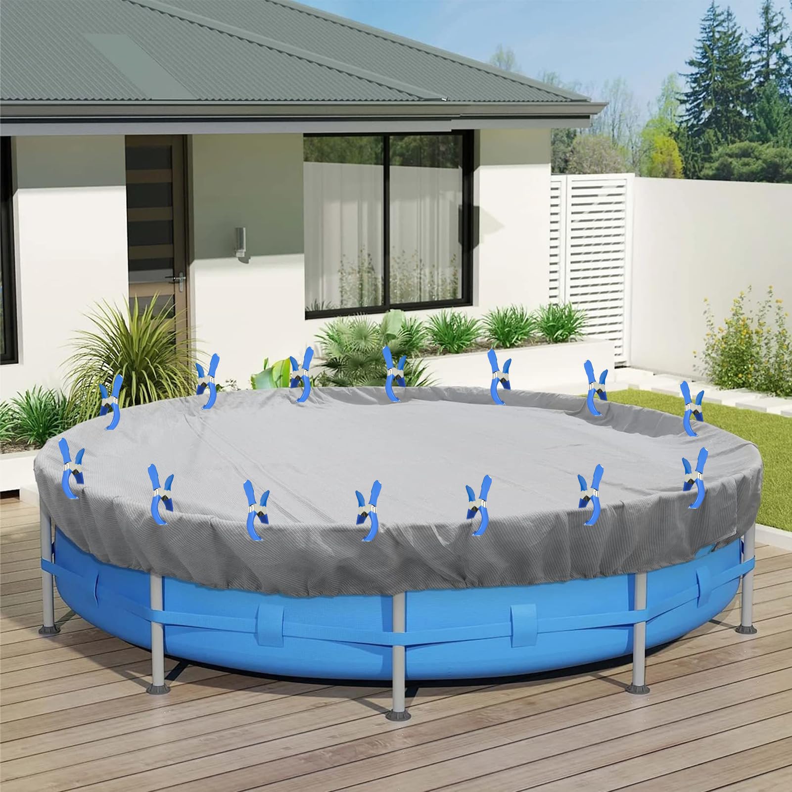 20 Stück Klammern Metall Für Poolabdeckung Klemmzwingen Große Spannweite Für Oberirdische Pool Klammern Für Abdeckplane Federklemme mit Starker Spannkraft Für Poolplane Siloplane Abdeckplane(Blaux20)