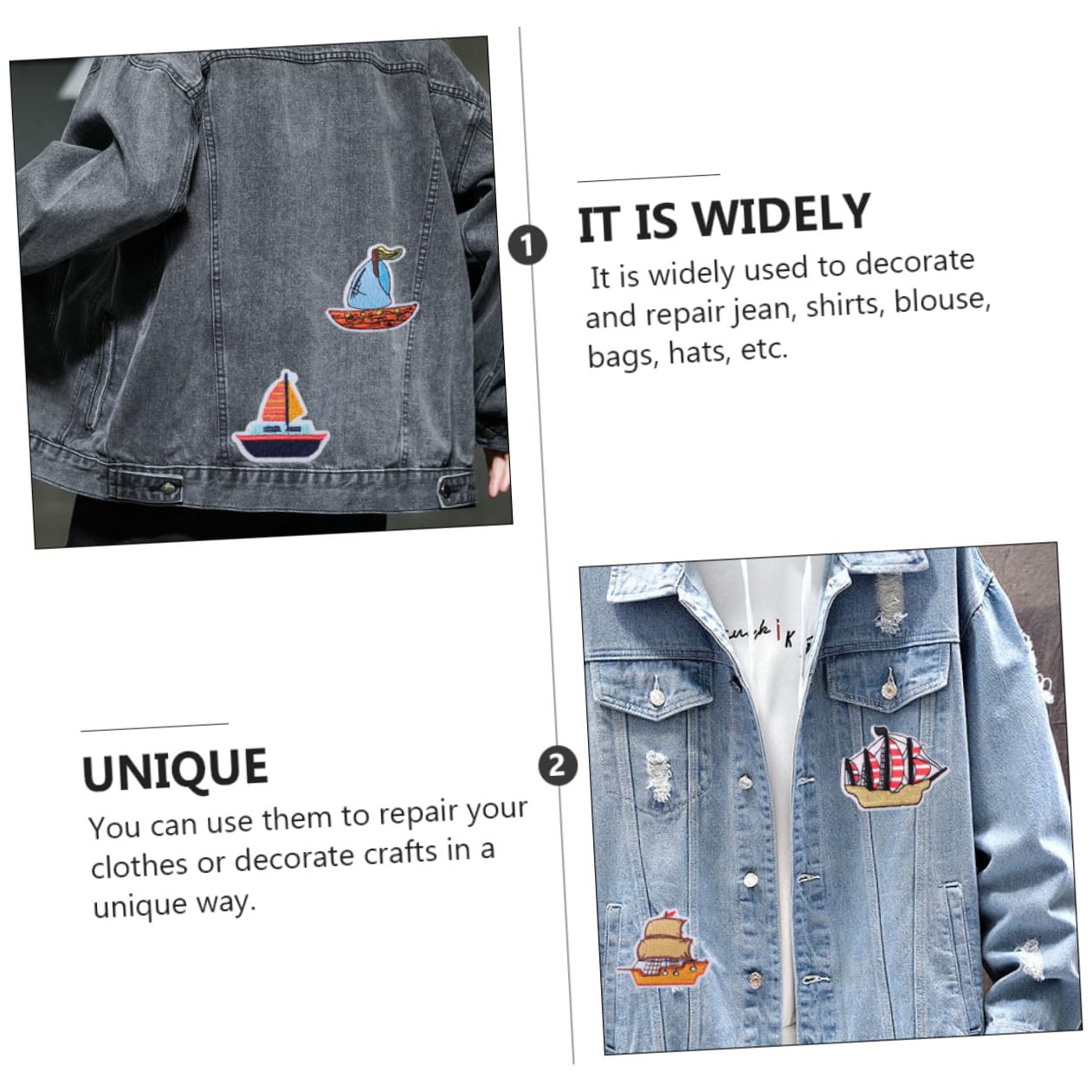 SHINEOFI 69pezzi Toppe Ricamate Termoadesive Motivo Vela Per Riparazione e Decorazione Abbigliamento Adesivi Per Jeans Borse e Cappelli