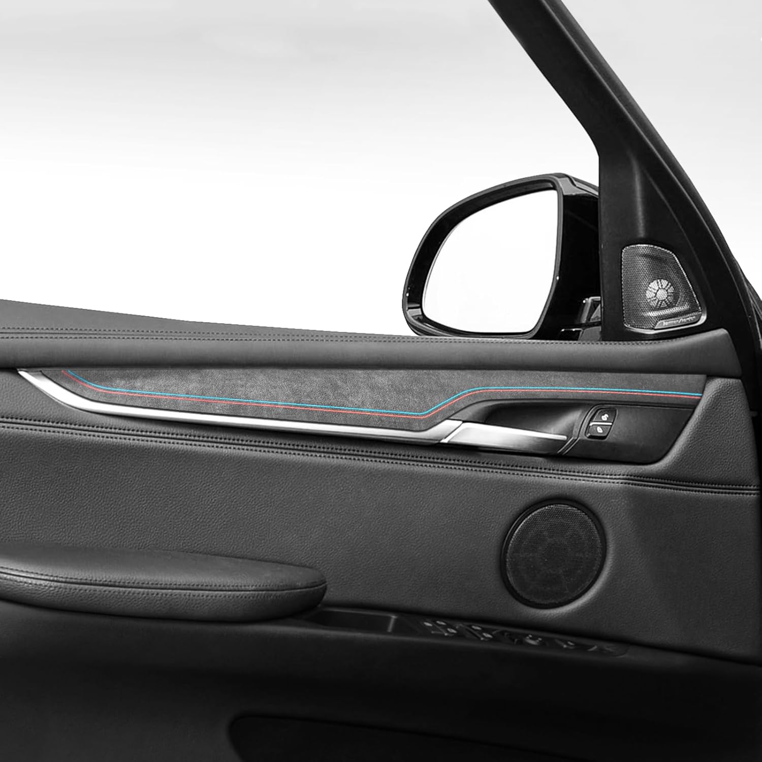 BETTERHUMZ Car Door Panel Trim Strips Compatible with BMW F15 F16 Series X5 X6 2014-2018 for Alcantara Suede Sticker Interior Tuning Accessories (F15 X5)