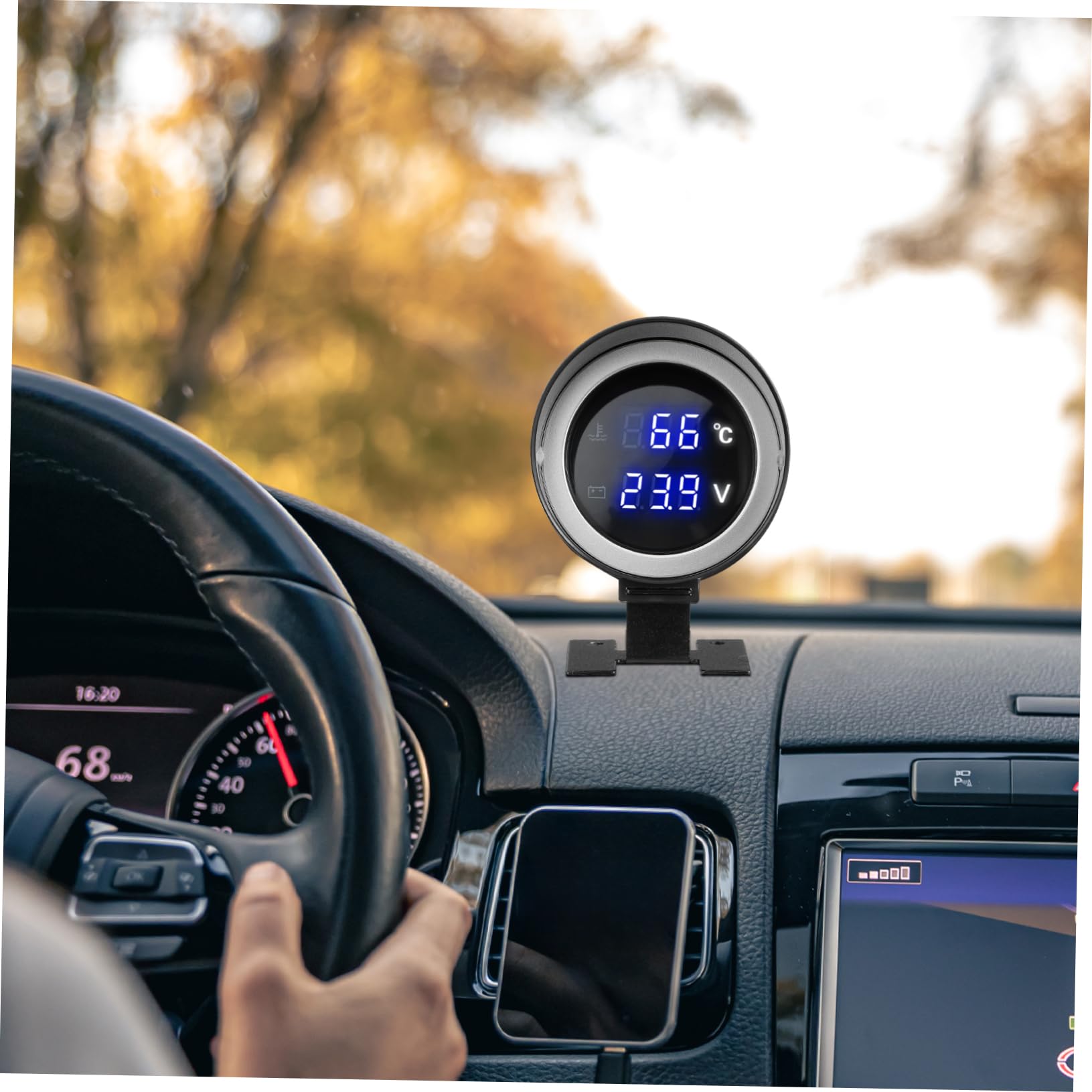 Ciieeo Manometro Digitale Temperatura e Voltmetro Auto Display LED Alta Precisione Adattatore Incluso per Installazione Rapida Compatibile con Moto Auto e Camion