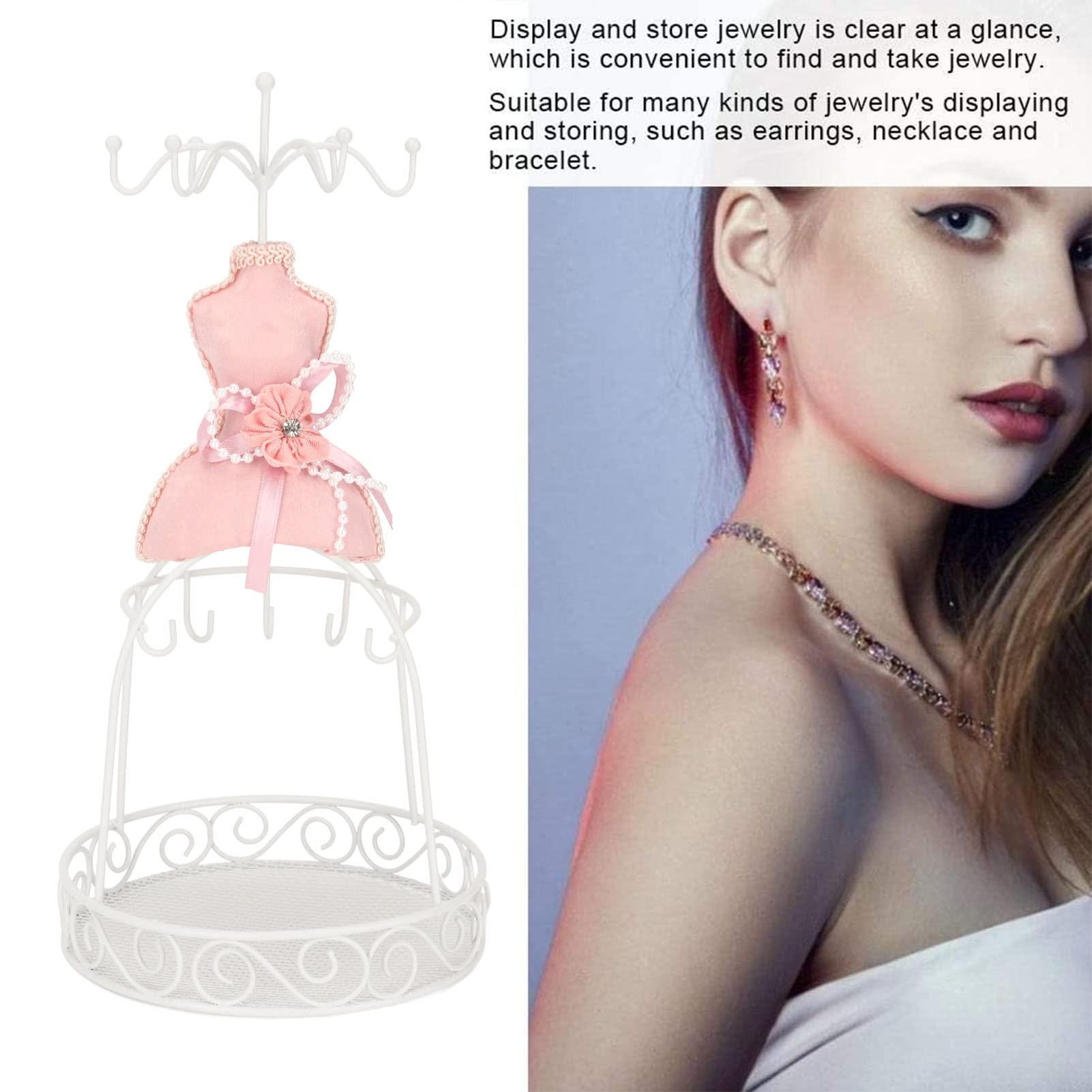 Espositore Per Gioielli A Forma Di Principessa – Manichino Portacollane Con Gonna E Ganci, Organizer Da Tavolo Rosa