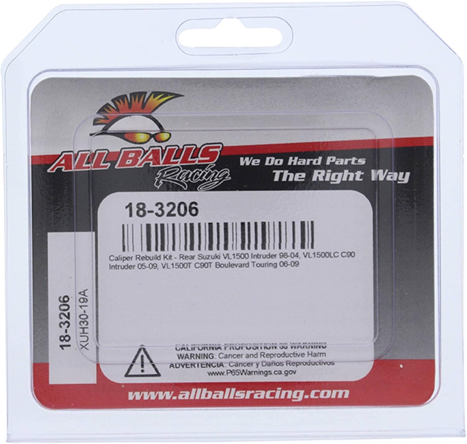 All Balls Racing 18-3206 Caliper Rebuild Kit Rear Compatible with/Replacement For Suzuki VL 1500 LC C90 Intruder 1998-2009, VL 1500 T C90T Boulevard Touring 2006-2009