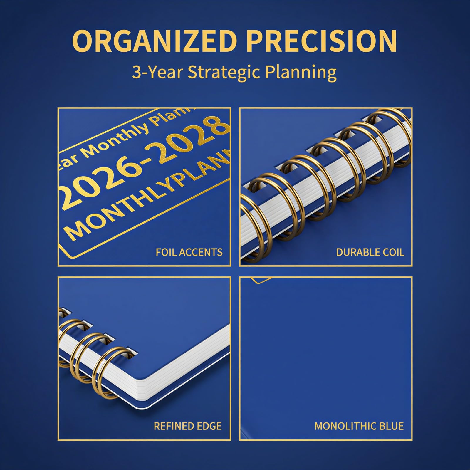 2 Stk. Monatsplaner 3 Jahre, Monatsplaner 2026 A5, 8-1/2 x 5-7/8 Zoll, Kalender 2026-2028 und 6 Monate Übersicht, Twin-Wire Bindung Organizer für Zuhause, Büro und Studienplan