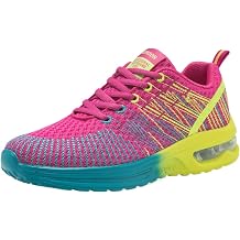 Trendy Breathable Mesh Shock Absorption Air Cushion Running Walking Tennis Workout Sneakers Gradient Color Lightweight Support for Women