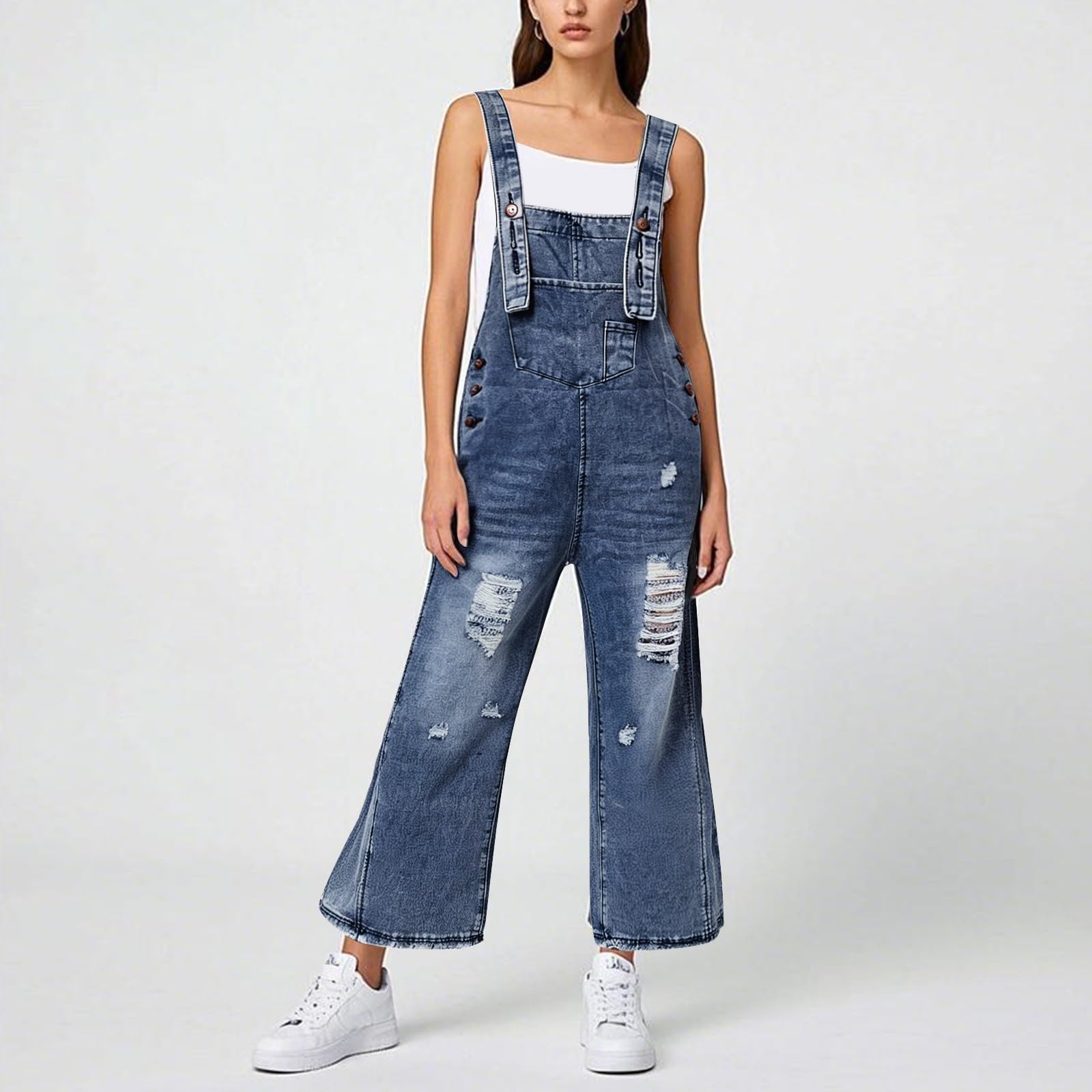 Peto Mujer Vaquero Mono Largo Disfraz Invierno Primavera Tejanos Vestir Monos Ligero Trabajo Jumpsuit Algodón Pantalones Casual para