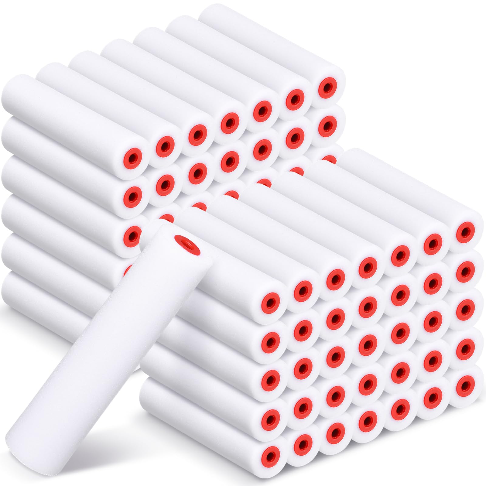 Photo 1 of Nuogo 120 Pcs 6 Inch Foam Paint Roller Mini High Density Foam Roller Refills Paint Edger Tool for Walls Brings Smooth Finishes Flat Surfaces (White)