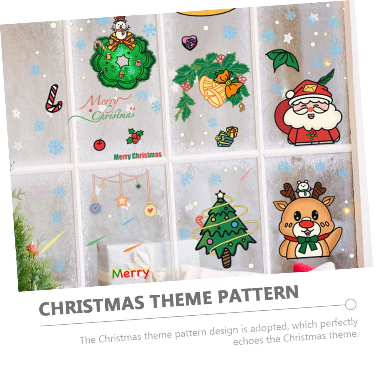 jojofuny 18piezas Pegatinas De Navidad De Cartoon Decoración Autoadhesiva De Pared Para Ventanas y Adornos De Papá Noel y Para Navidad