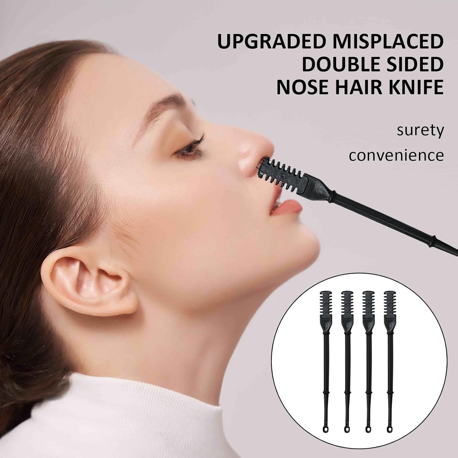 4Pcs Black Multifunction Manual Nose Hair Trimmer 360 Degree Rotating Nasal Hair Cutter Nose Hair Plucker Ear Pickers Gifts Facial Trimmers Trimmers - Image 2