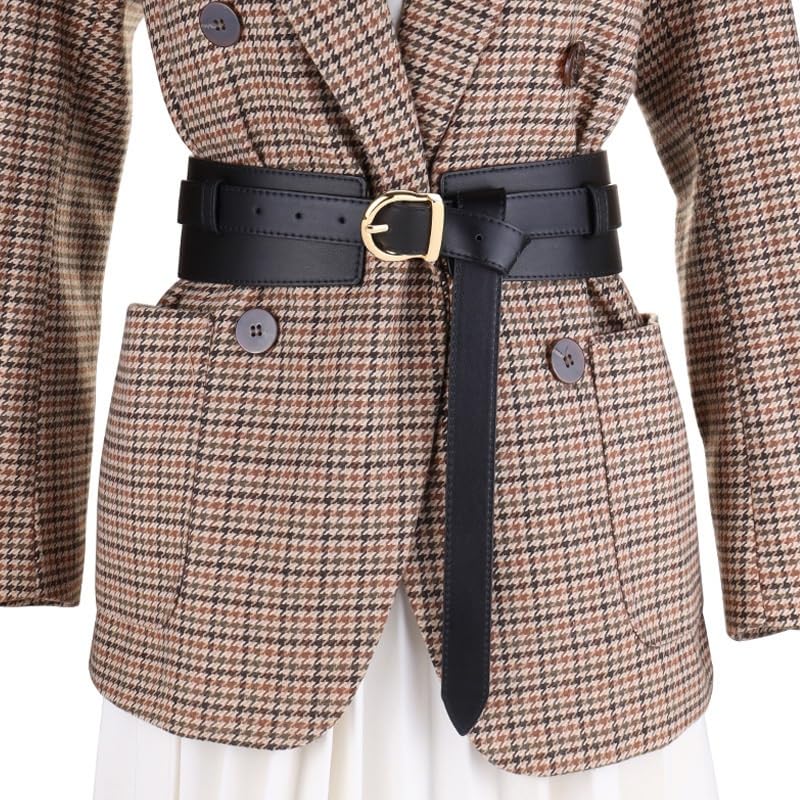 HBJWOV Wide Waistband Women's Suit Dress with Waistband Decoration Sweater Coat Waistband Belt(D)2