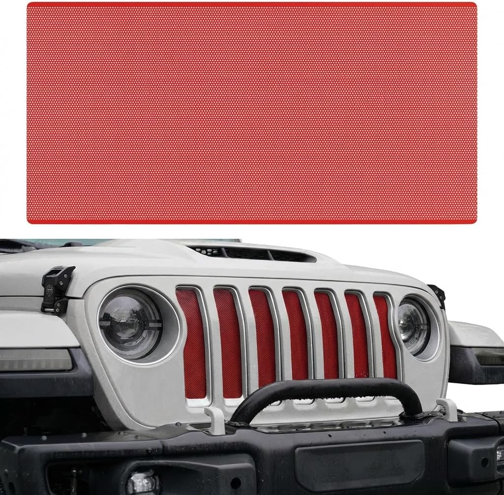 Xprite Red Grill Insert Aluminum Alloy Front Grille Mesh Inserts Compatible with 2018–2026 Jeep Wrangler JL & Jeep Gladiator JT