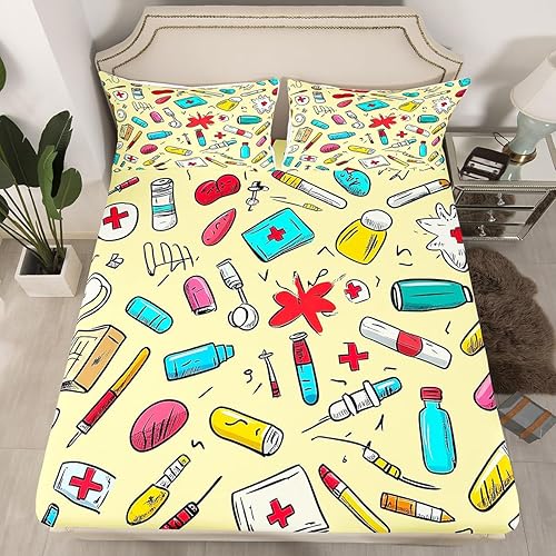 Miniatura 8 de Erosebridal Regalos de enfermeras para mujeres, sábanas de cama de lactancia con dibujos animados, linda sábana bajera, accesorios de enfermería