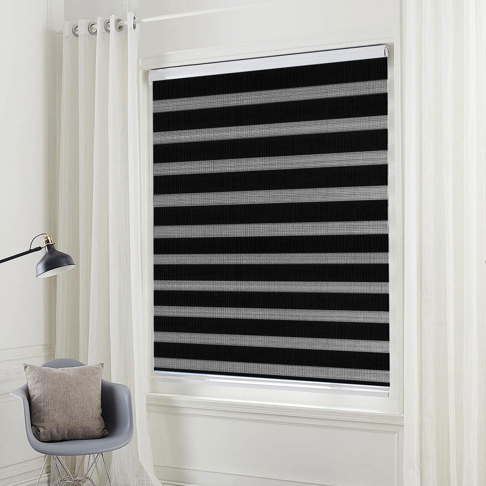 Tenda Oscurante Finestra 75 x 160 cm Protezione Solare e della Privacy Viaggio Tenda Oscurante compresi Accessori per Casa Ufficio Parete Soffitto, Nero
