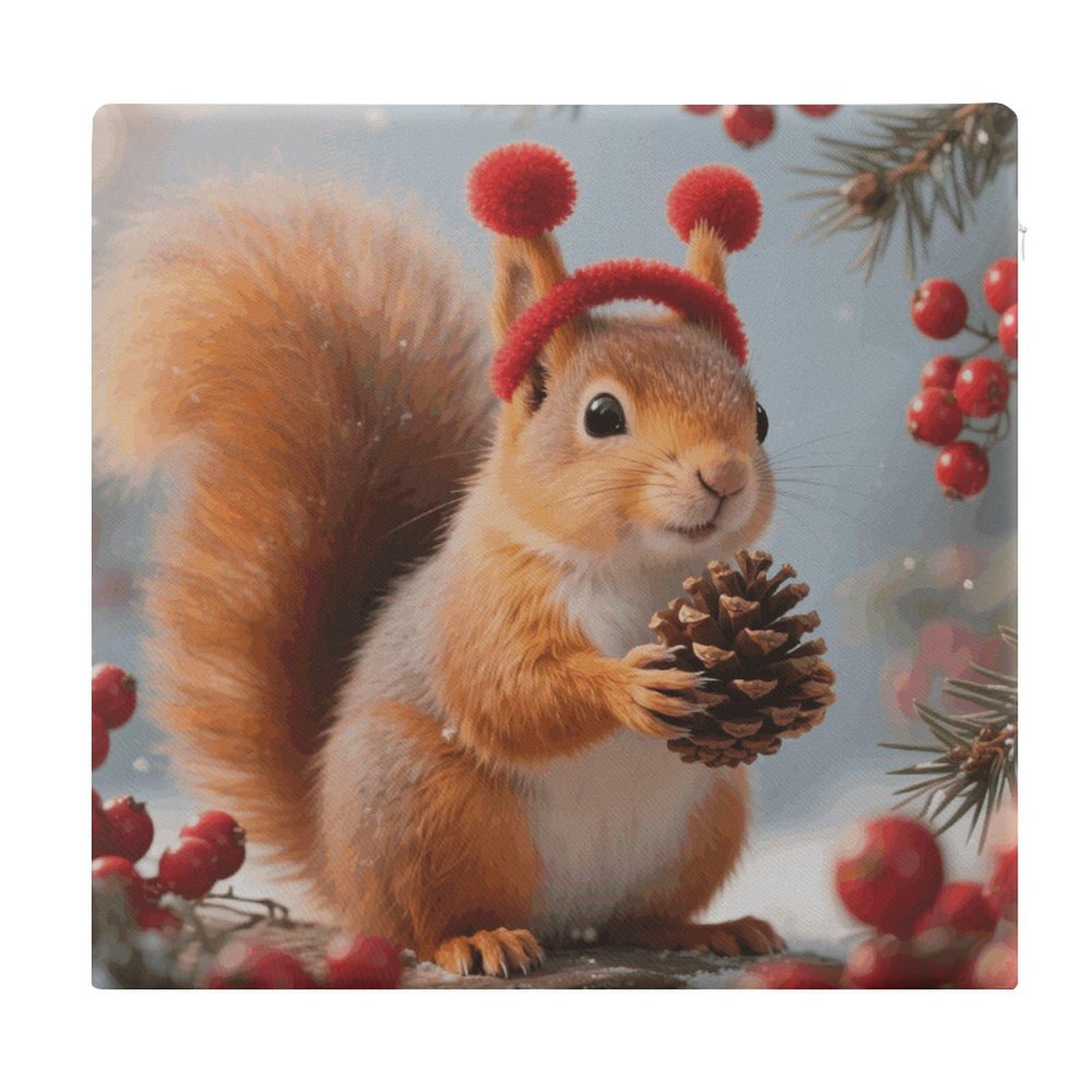 VstaDank Squirrel Cushions Memory Dining Chairs Cushion Non Slip Car Seat Cushions Indoo Dining Room Square Chair Pads with Zipper and Removable Cover Cushion