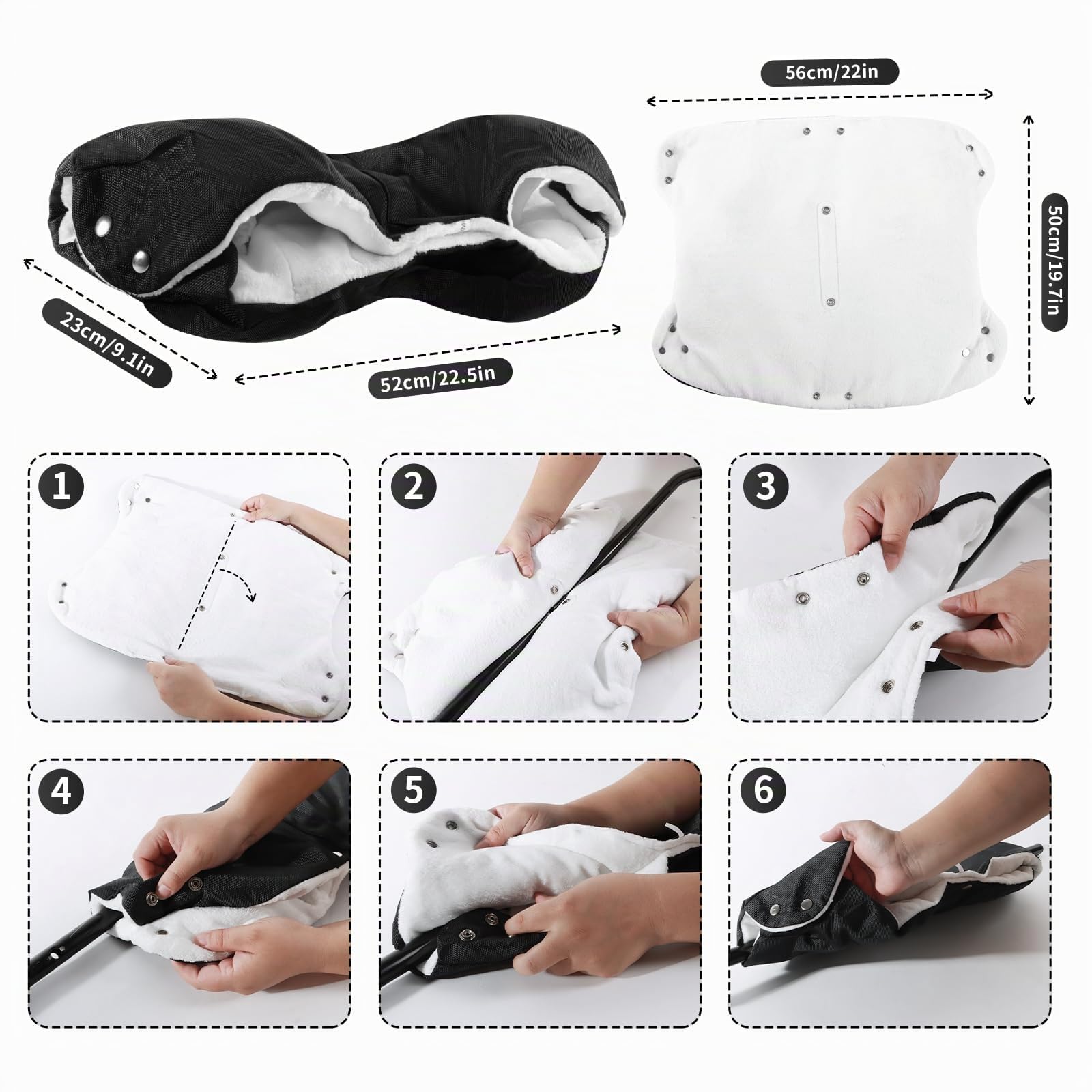 CNMTCCO Calentador de manos para cochecito de bebé, resistente al viento, calentador de manos con forro polar cálido, guantes para cochecito de bebé a prueba de viento en tamaño universal, calentador