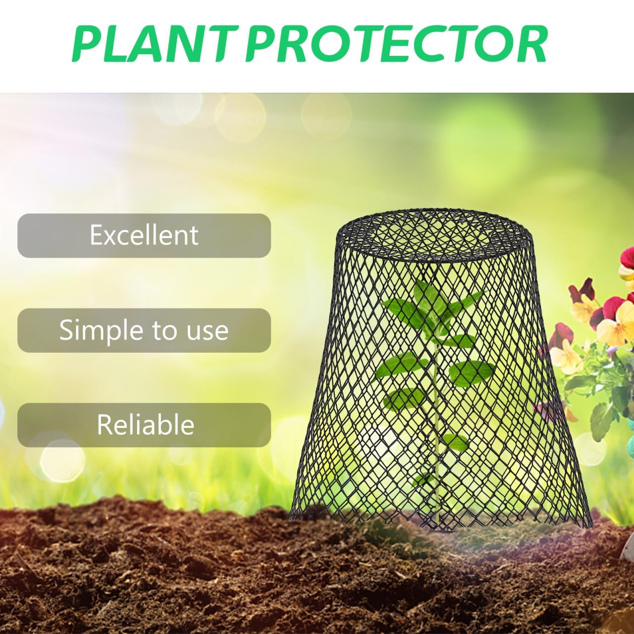 Protector de plantas de alambre de pollo, cubierta de malla de metal para mantener a los animales fuera, cesta de protección de alambre para plántulas y verduras, uso en interiores y exteriores