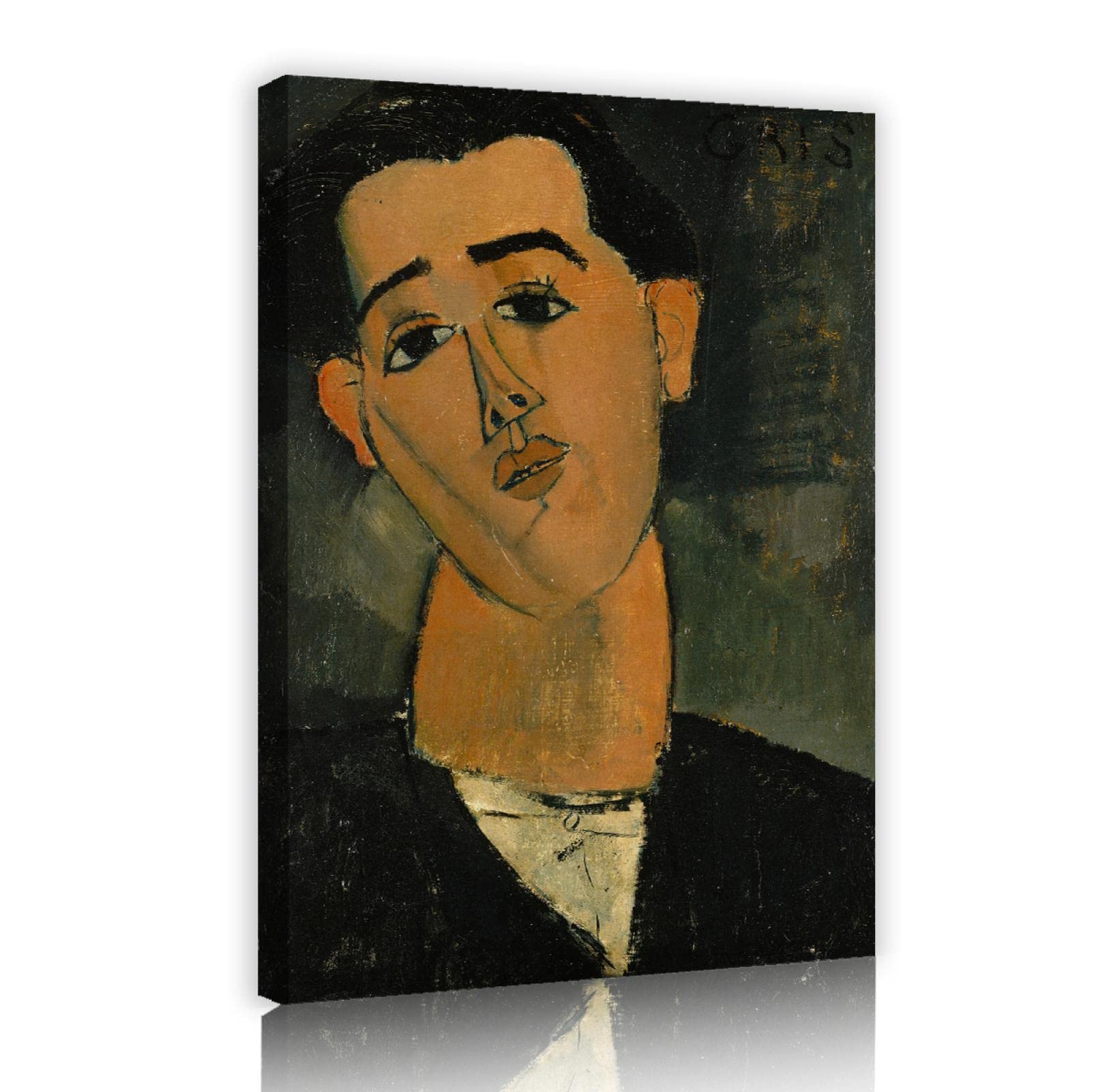 KAWAAI Carteles impresos en lienzo Amedeo Modigliani 「Juan Gris (1915)」Arte mural Retrato Pintura Obras de arte para la decoración de la sala de estar del dormitorio 45x30cm Marco interno