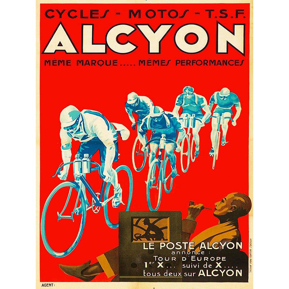 Wee Blue Coo Advert Transport Alcyon Cycles Event Tour Europe France Art Print Poster Wall Decor 12X16 Inch