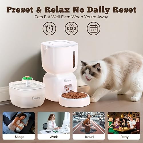 Miniatura 3 de Alimentador automático para gatos y dispensador de agua FW1, dispensador de comida para gatos de 3 litros con tapa de bloqueo, juego dos en uno para