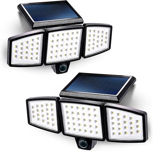 Home Zone Paquete de 2 luces solares de seguridad para exteriores, sensor de movimiento de 120 grados de gran angular, resistente al agua para disponible en Yaxa Guatemala