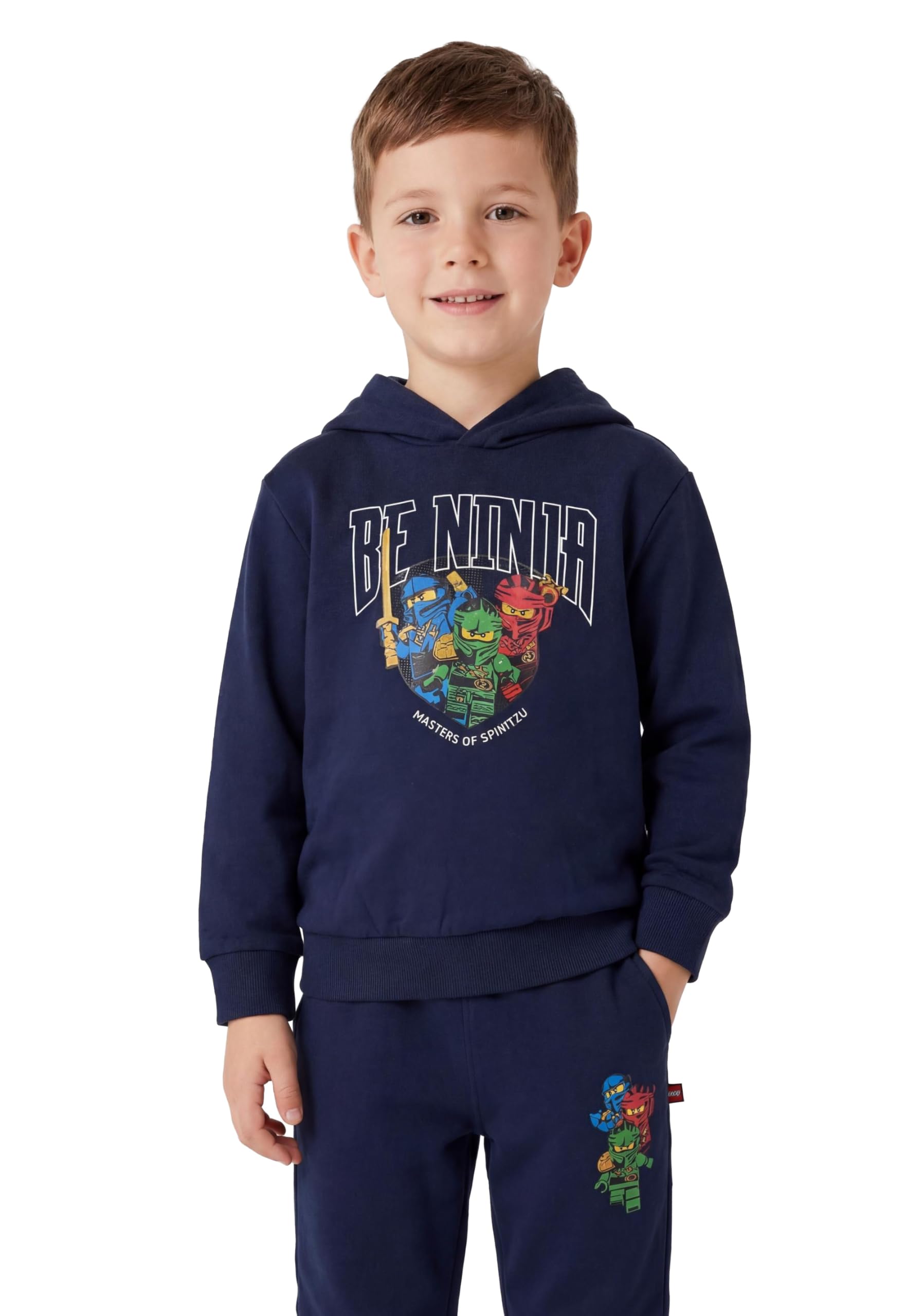 Kabooki LEGO® NINJAGO® Sweat Set für Jungen und Mädchen - Hoodie und Jogginghose aus Bio-Baumwolle | Bequemes Set mit Ninja-Print | Ideal für Freizeit und Spiel