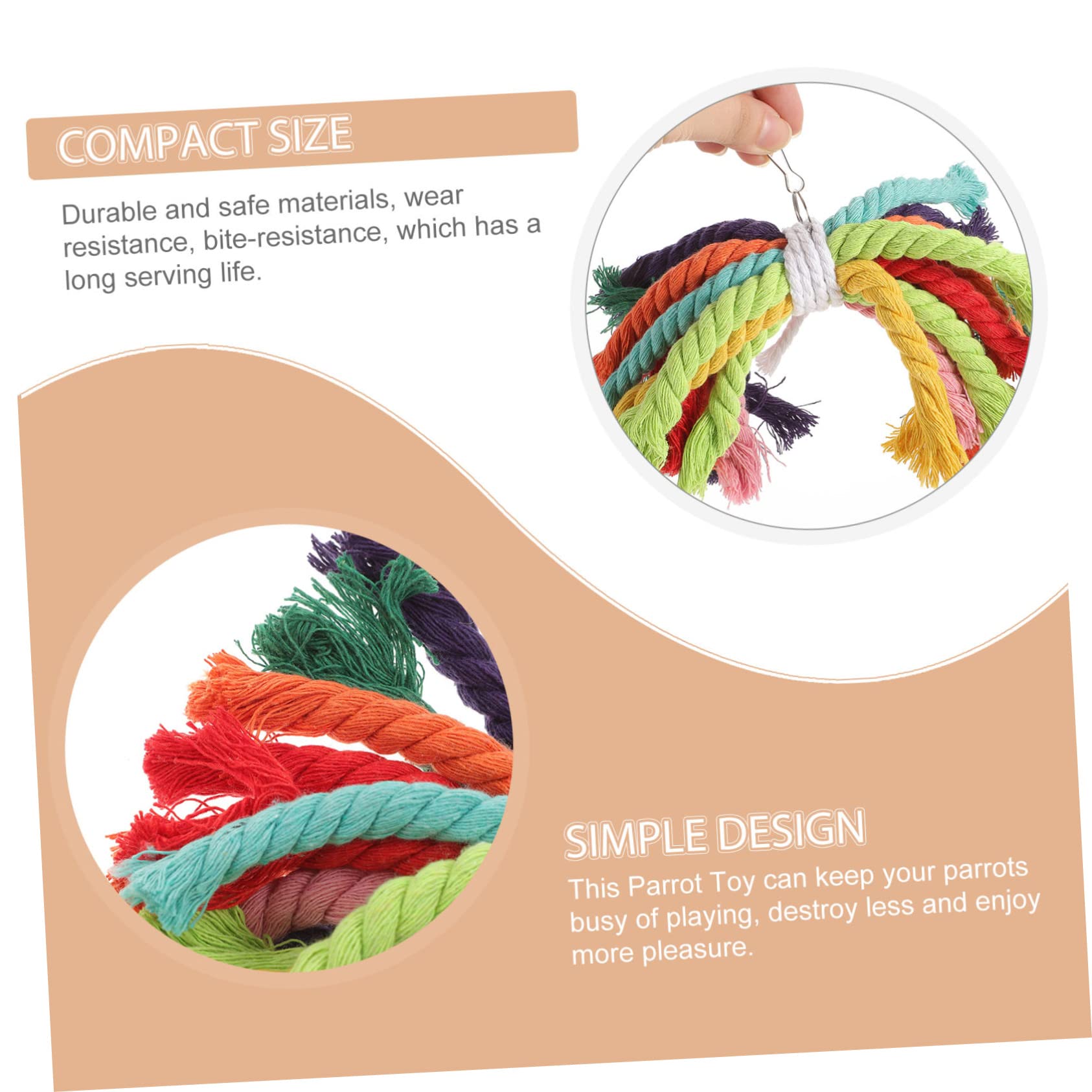 PRETYZOOM 5pezzi Giocattolo Per Uccelli Cotone Con Corda Per Pappagalli Resistente e Sicuro Per Parakeets Cockatiels e Altri Uccelli Di Piccole e Medie Gioco Da Masticare