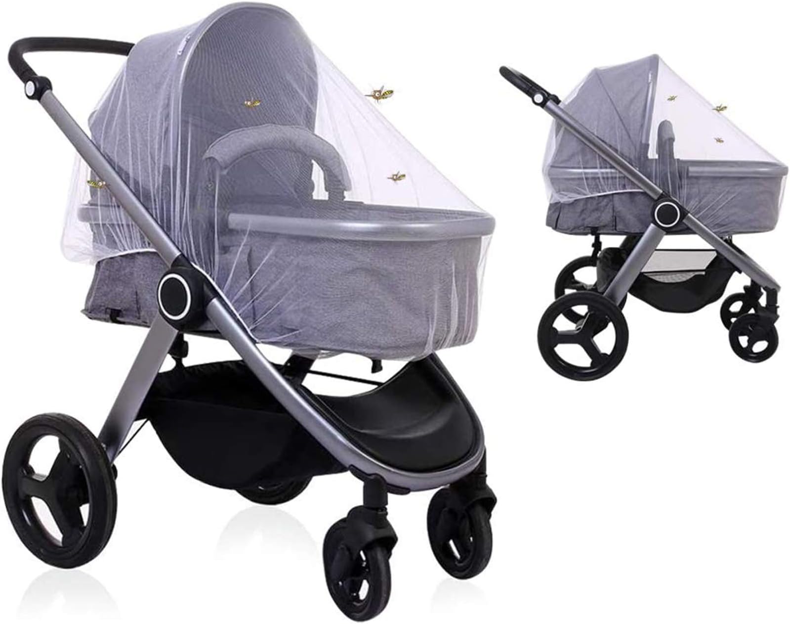 Baby Mosquito Net and Travel Essentials for Baby, Universal Mosquito Fly Bug Insect Net Protection Cover for Pram Pushchair buggy carrycot bed stroller bassinet basket jogger Travel cot