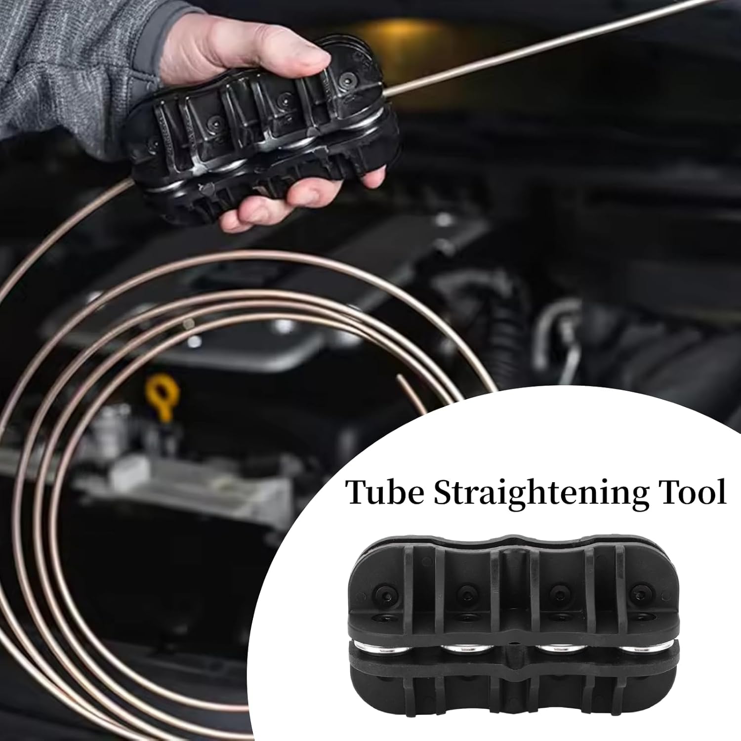 AUNMAS Professional 1/8 Inch Brake Line and Fuel Line Straightener Tool Handheld Tubing Roller Straightener Kit for Copper Aluminum Steel Pipes