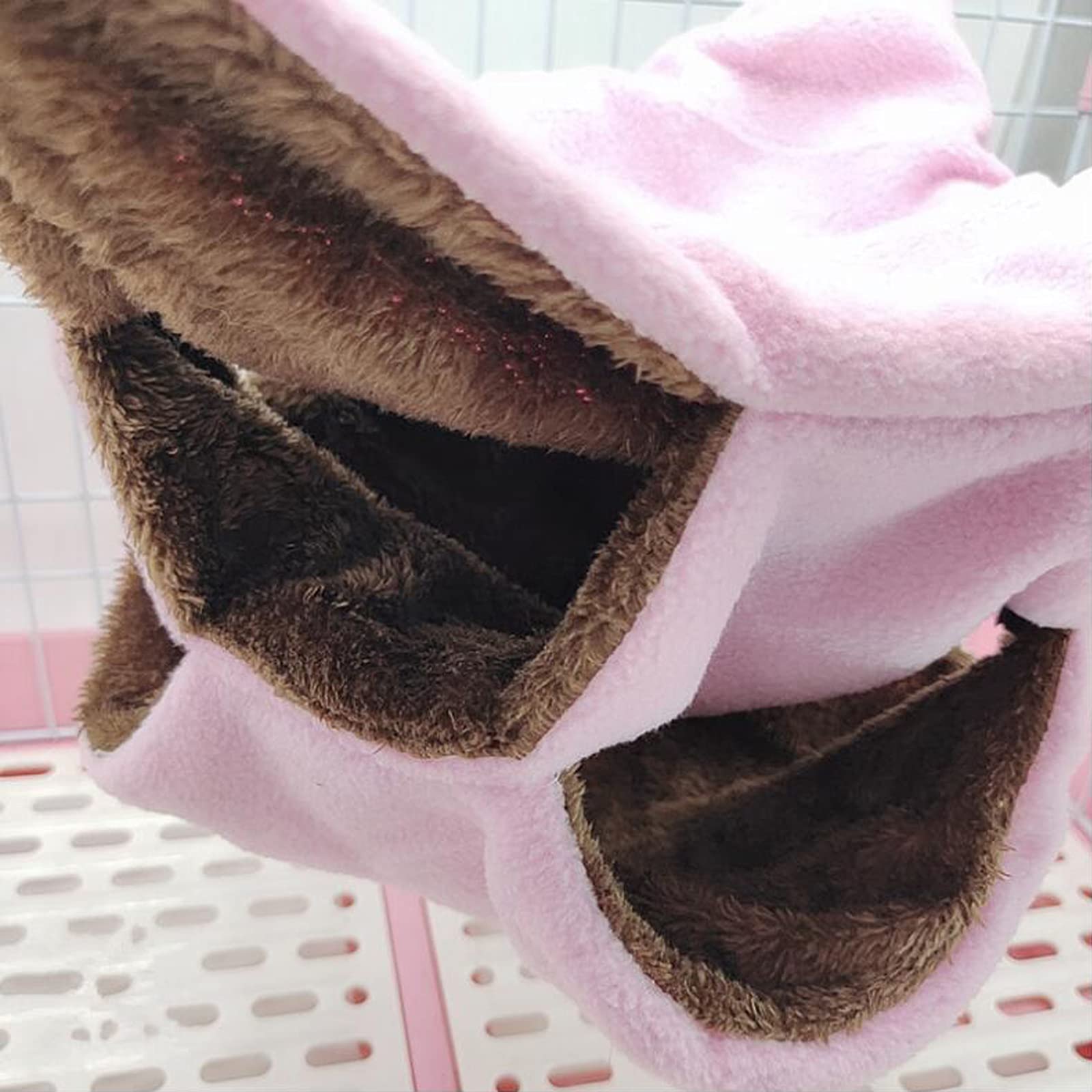 Kleine Haustierkäfig-Hängematte Dreischichtige Haustier-Hängematte Fleece-Käfig Hängende Hängematte Sugar Glider Hängemattenbett für Chinchilla-Papagei -Frettchen-Eichhörnchen-Hamster-Ratte (Pink)