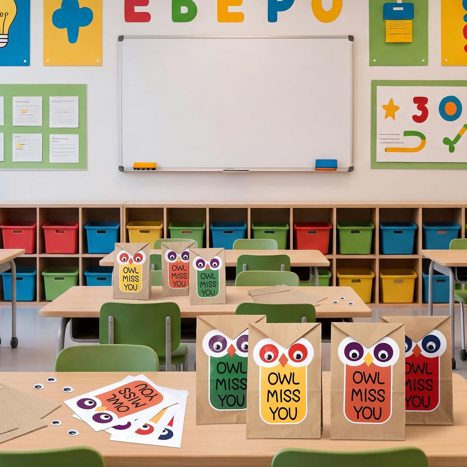 Motipuns 36 Pcs 2026 Graduation Party Decoartion Owl Graduation Party Gift Bags DIY Goodie Bag Owl Miss You Kraft Paper Candy Treat Bags with 36 Stickers for End of Year Students Supplies image 5
