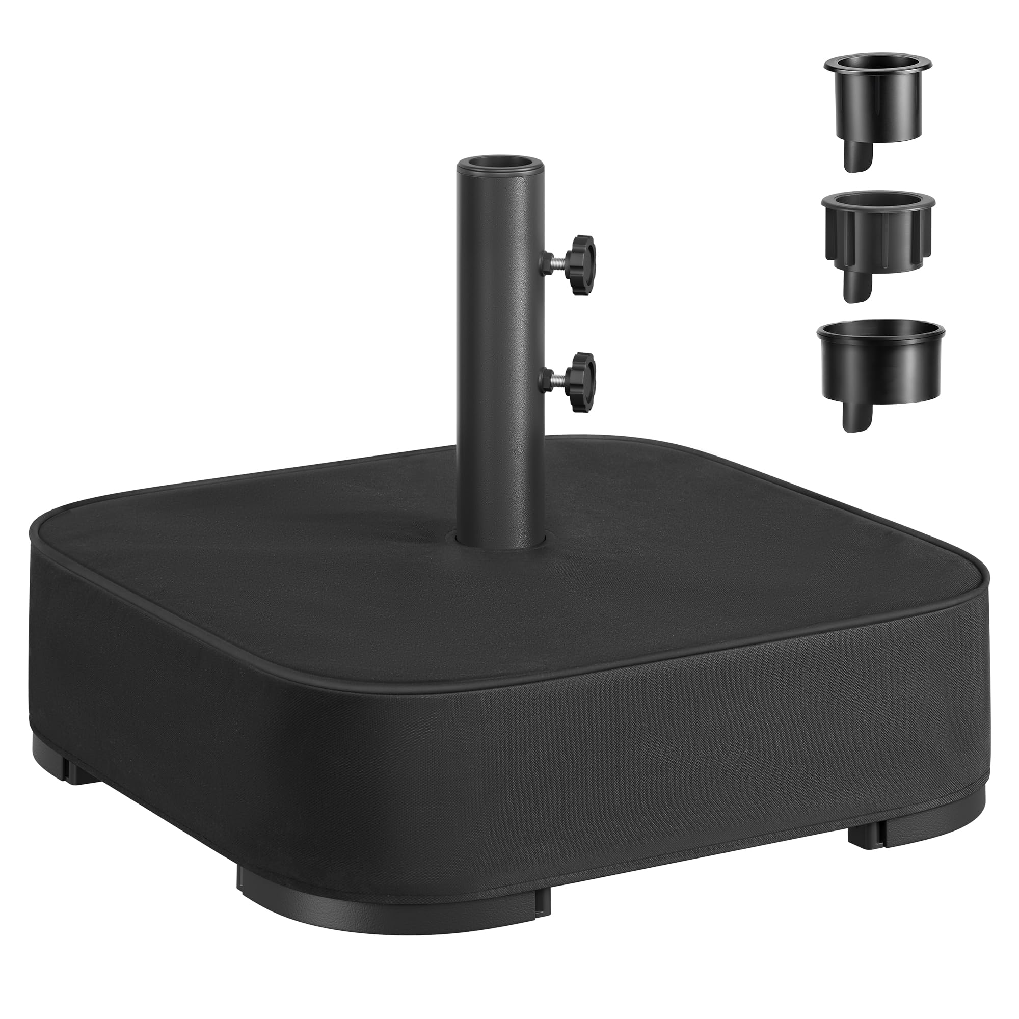 SONGMICS Umbrella Base, Square Patio Umbrella Stand, Sand Fillable Bag 88 lb, for 5-10 ft Umbrellas, Heavy-Duty, for Poles of Different Diameters, Oudoor Beach Lawn, Black UGUB0042B01