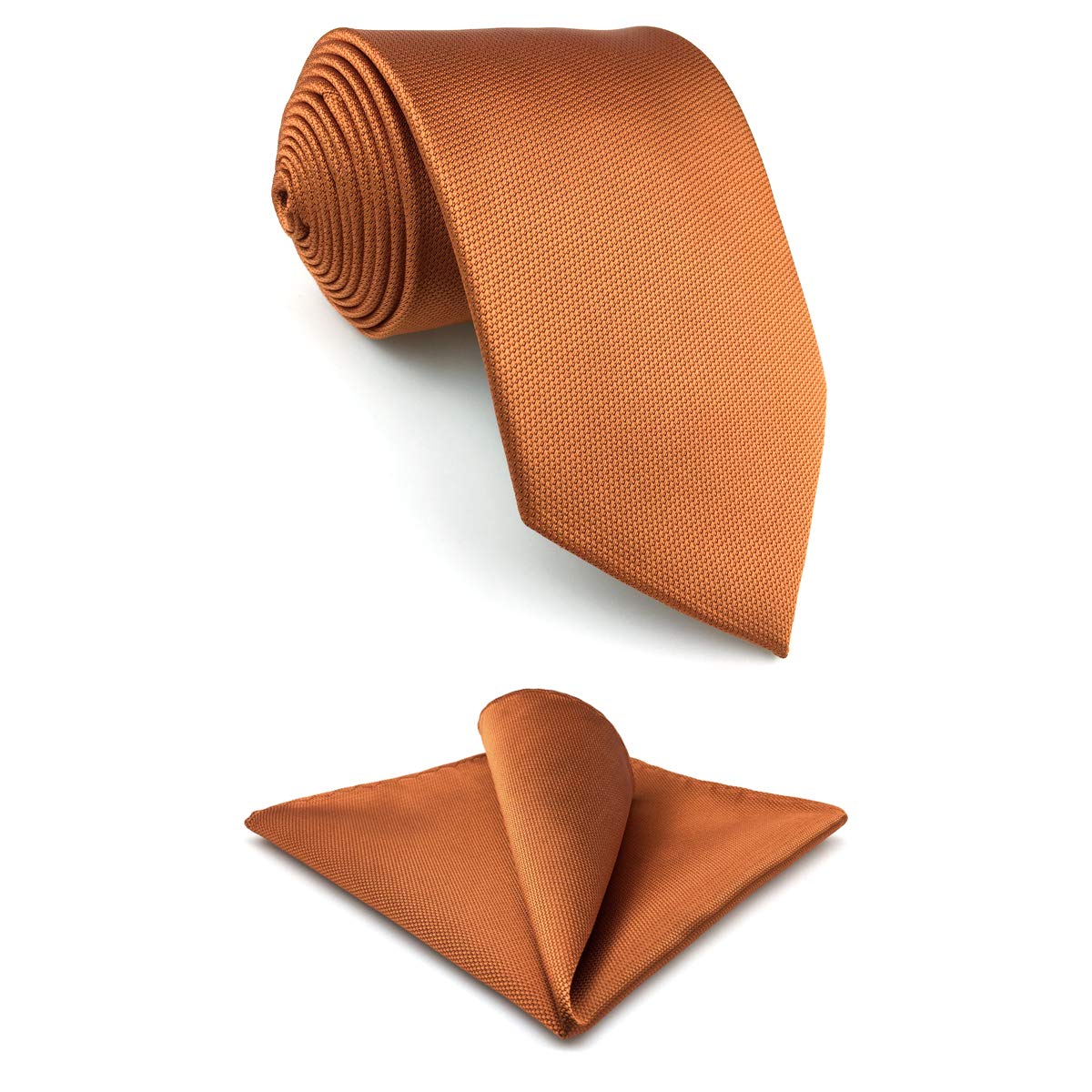 Neckties for Men Wedding Tie and Cufflinks Orange Pumpkin Extra Long