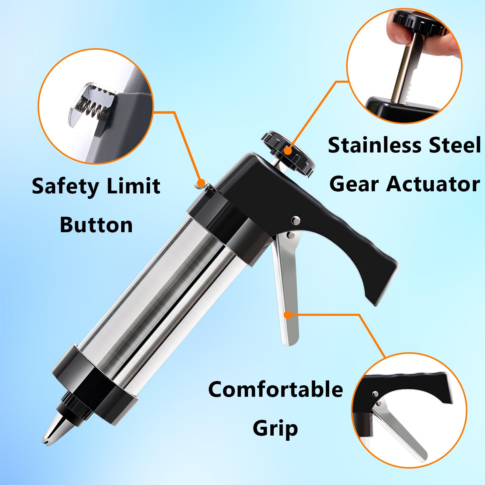 Machine a Churros Appareil a Churros Seringue Patisserie Inox Professionnelle Presse a Biscuit Pistolet Patisserie avec 13 A6
