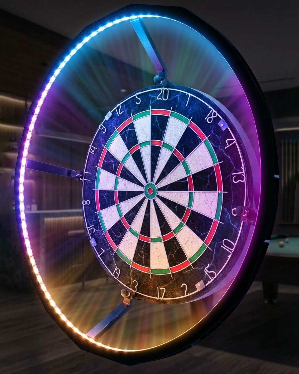 Dartscheibe Beleuchtung– Ultrahell 360° LED Lichtring für Sisal Dartboard – Schattenloser Runddesign mit einfacher Schnappmontage –Dartscheibe Licht für dunkle Spielzimmer und Clubs