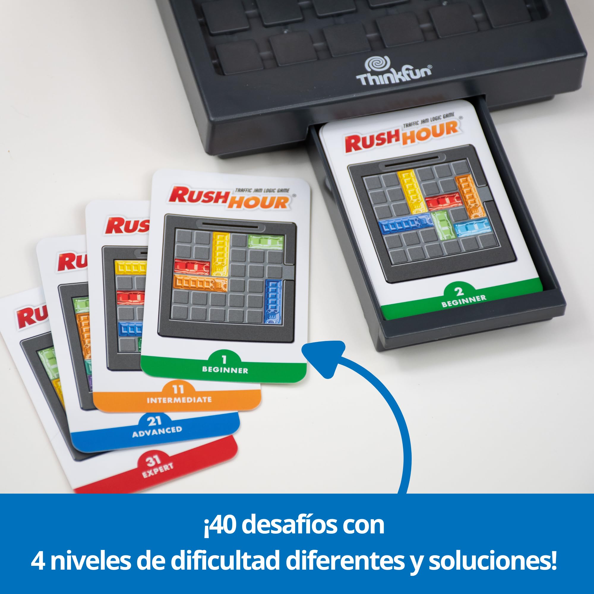 ThinkFun - Rush Hour | Juguetes Niños 8 Años o Más | Juego Mesa con 40 Desafíos | Juego de Mesa 8 Años Lógica | Rompecabezas Niños | Regalo Navidad