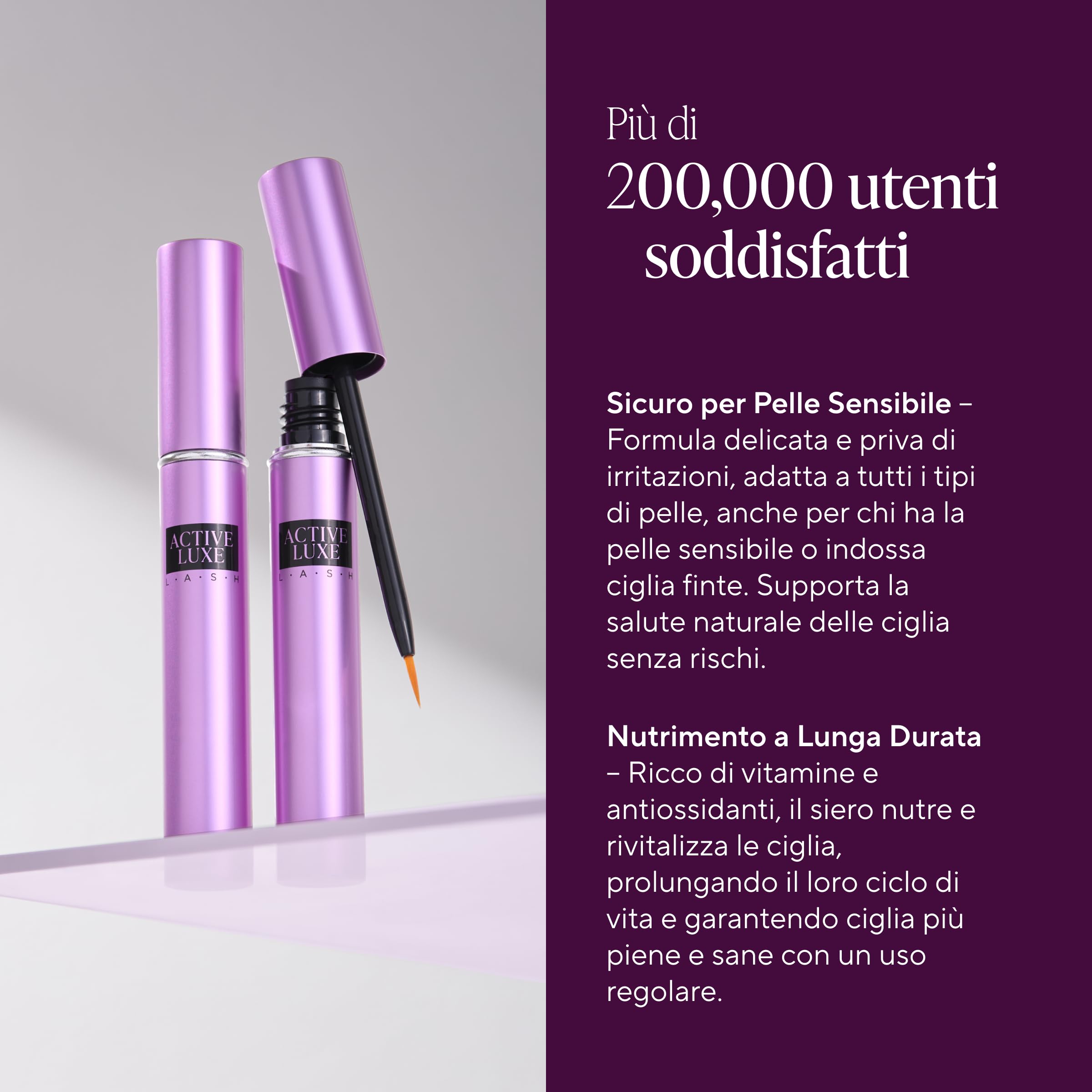 Active Luxe Siero Ciglia per Extension - Fluido Curativo per Extension Ciglia & Ciglia Naturali - Siero Ciglia Allungante Senza Ormoni, Vegano & Clinicamente Testato, Crescita Avanzata - 1,5 ml