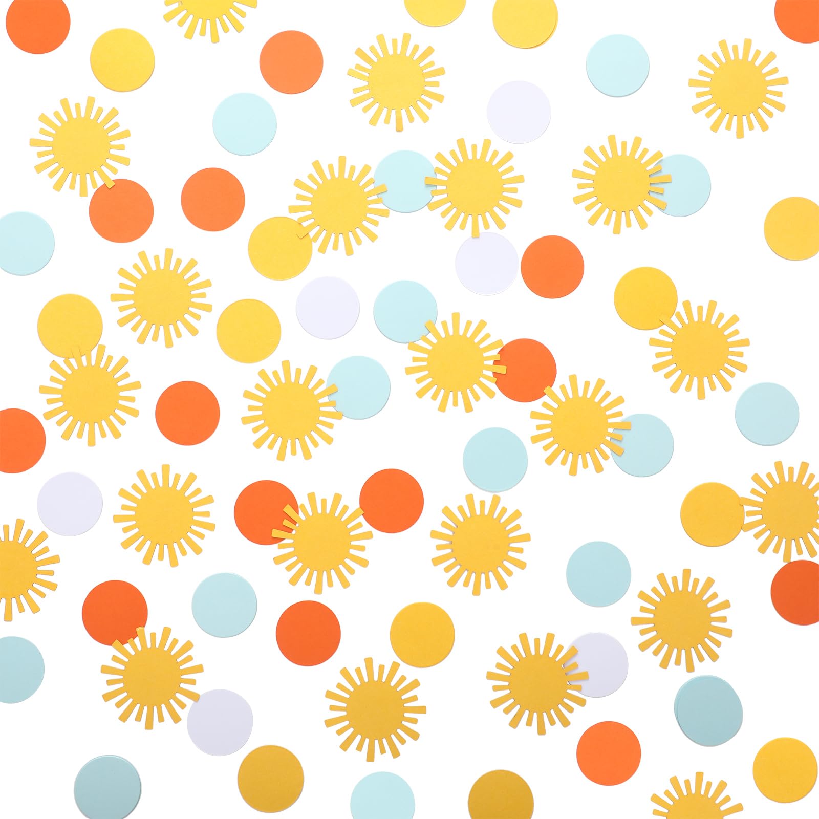 Jenaai 400 Pcs Here Comes The Son Baby Shower Confetti Boho Sunny Dots Confetti Boy Birthday Table Scatter Paper Sunshine Baby Shower Decorations for Gender Reveal Party (Novel Color,Classic)