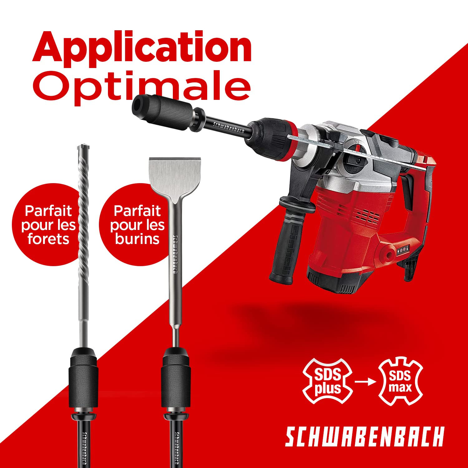 SCHWABENBACH® Adaptateur SDS Max vers SDS Plus