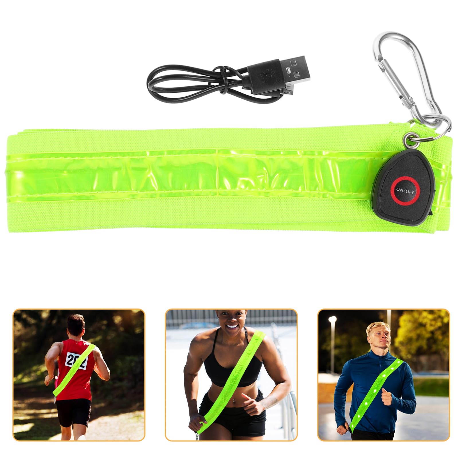 TOYANDONA Tirantes Cruzados Luminosos Luz LED Tren de rodaje Reflectante Corriendo Brazalete LED Correa de Hombro LED para Correr Equipo Nocturno Nylon Green
