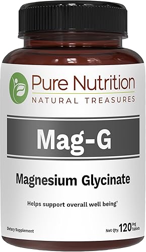 Pure Nutrition MagG - Suplemento de glicinato de magnesio para hombres y mujeres  Suplemento de magnesio de alta absorción  200 mg de magnesio