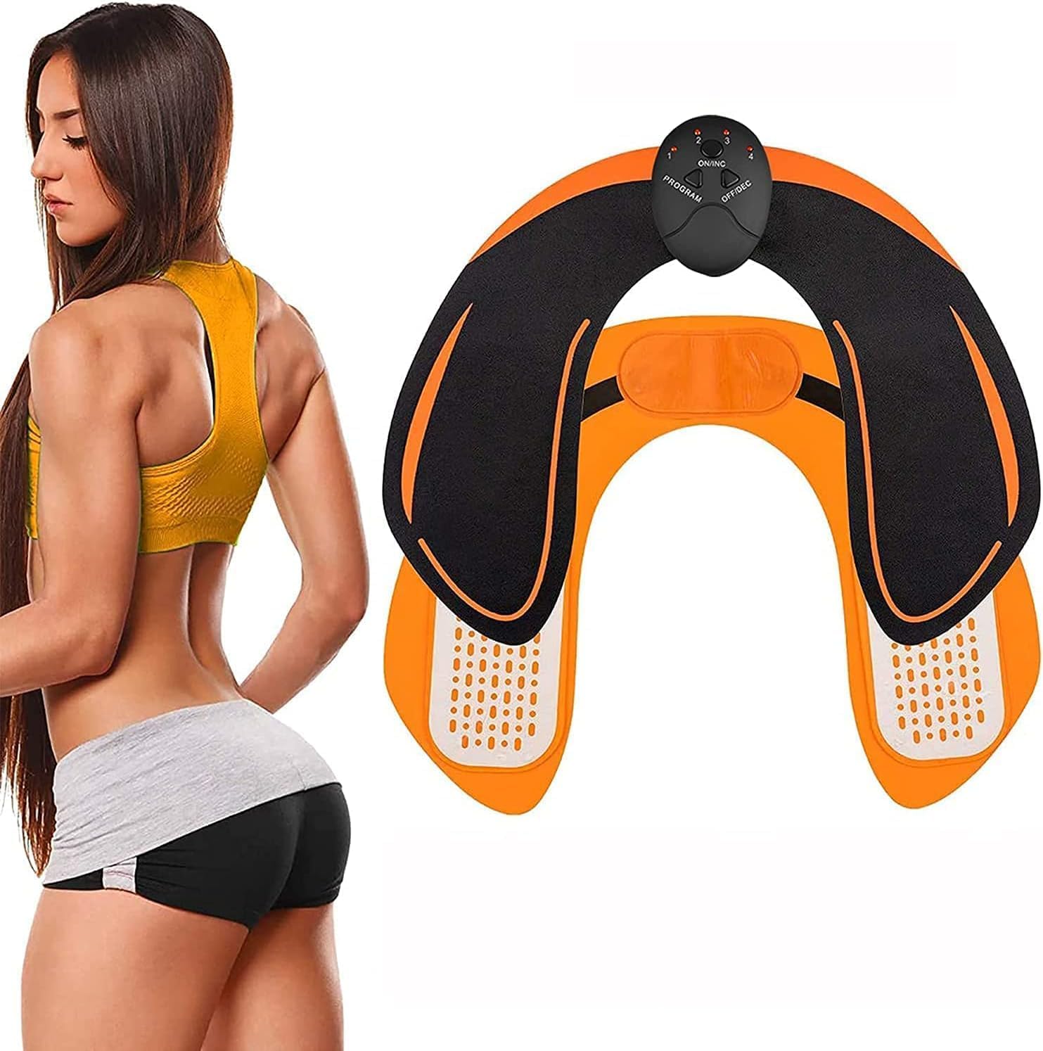 Booty Trainer for Women, 2024 New Upgrade Adjustable Portable Smart Wearable Butt Lifting Machine - Orange