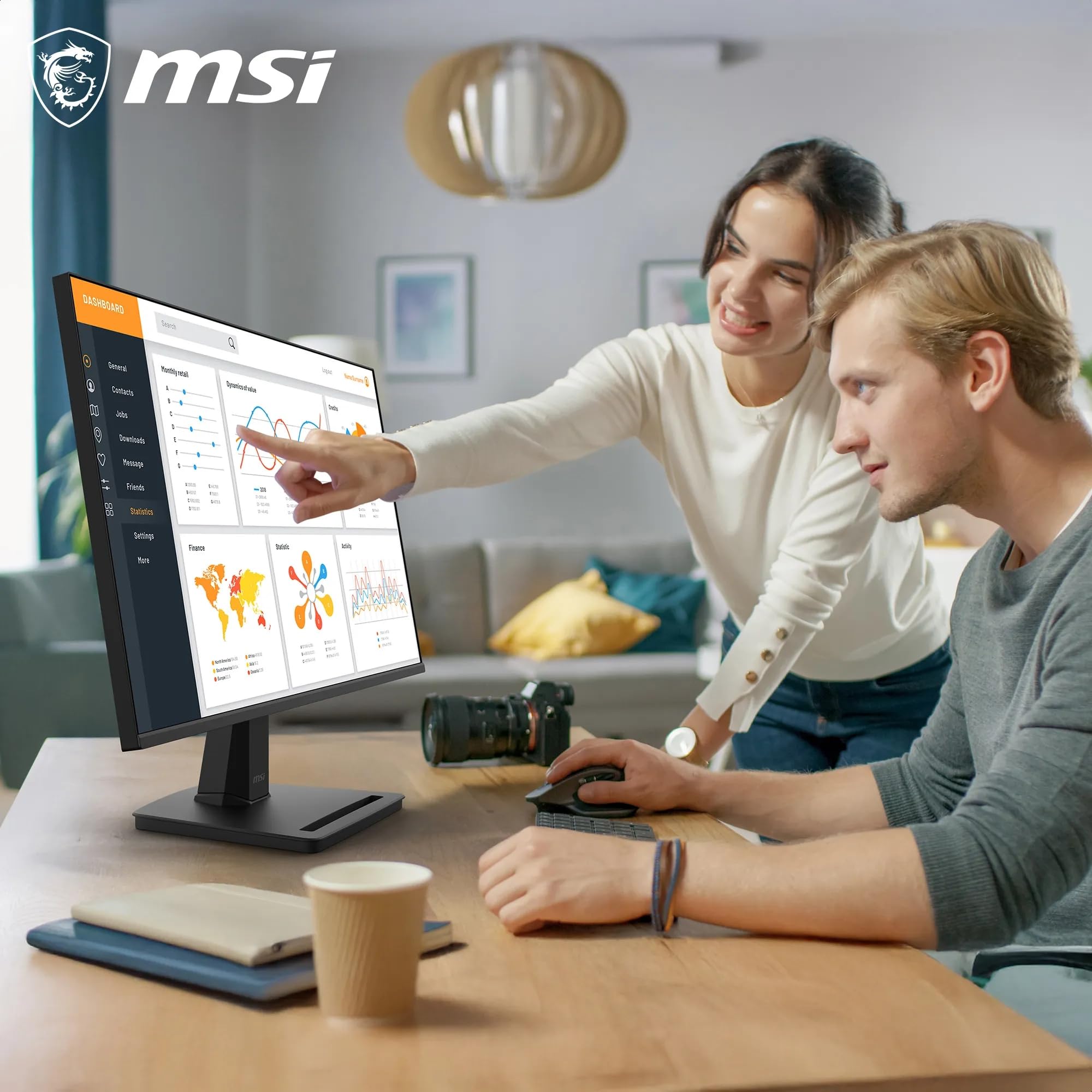 MSI Pro MP251A E14L Écran Professionnel 24.5" FHD | Dalle IPS 1920x1080, 144 Hz, 1ms, compatible VESA, HDMI, Adaptive-Sync