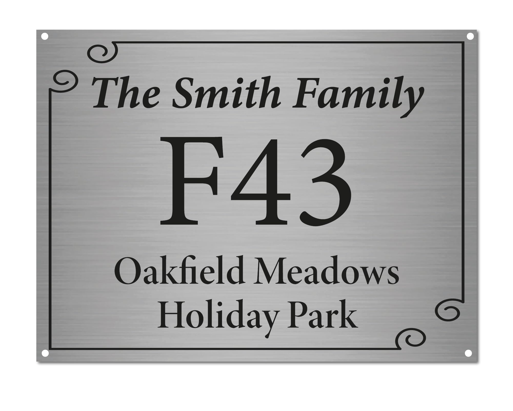 Personalised Caravan Plot Sign, Name, Pitch Number and Park, Aluminium, A5