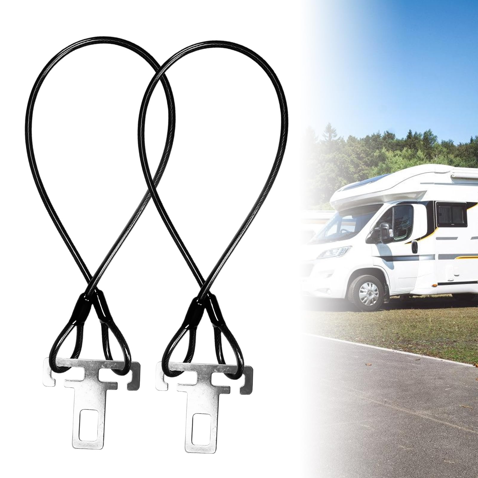 Lot de 2 protections antivol pour camping-car, sécurité de porte coulissante de 60 cm, protection anti-effraction