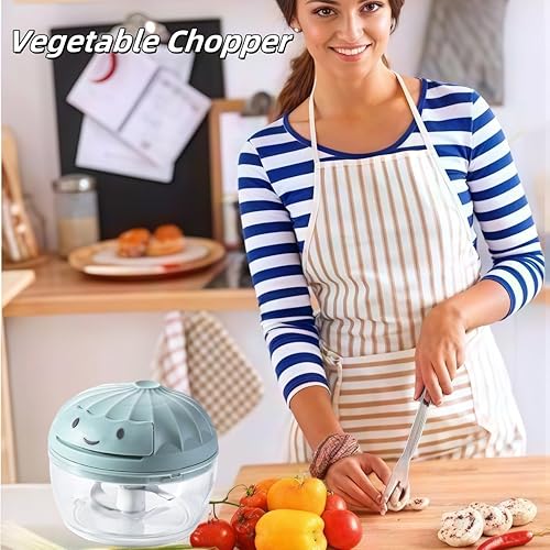 Miniatura 3 de Procesador manual de alimentos, picador de verduras, mini cortador de ajo con cuerda de mano, cortador de cebolla para verduras, jengibre, frutas,