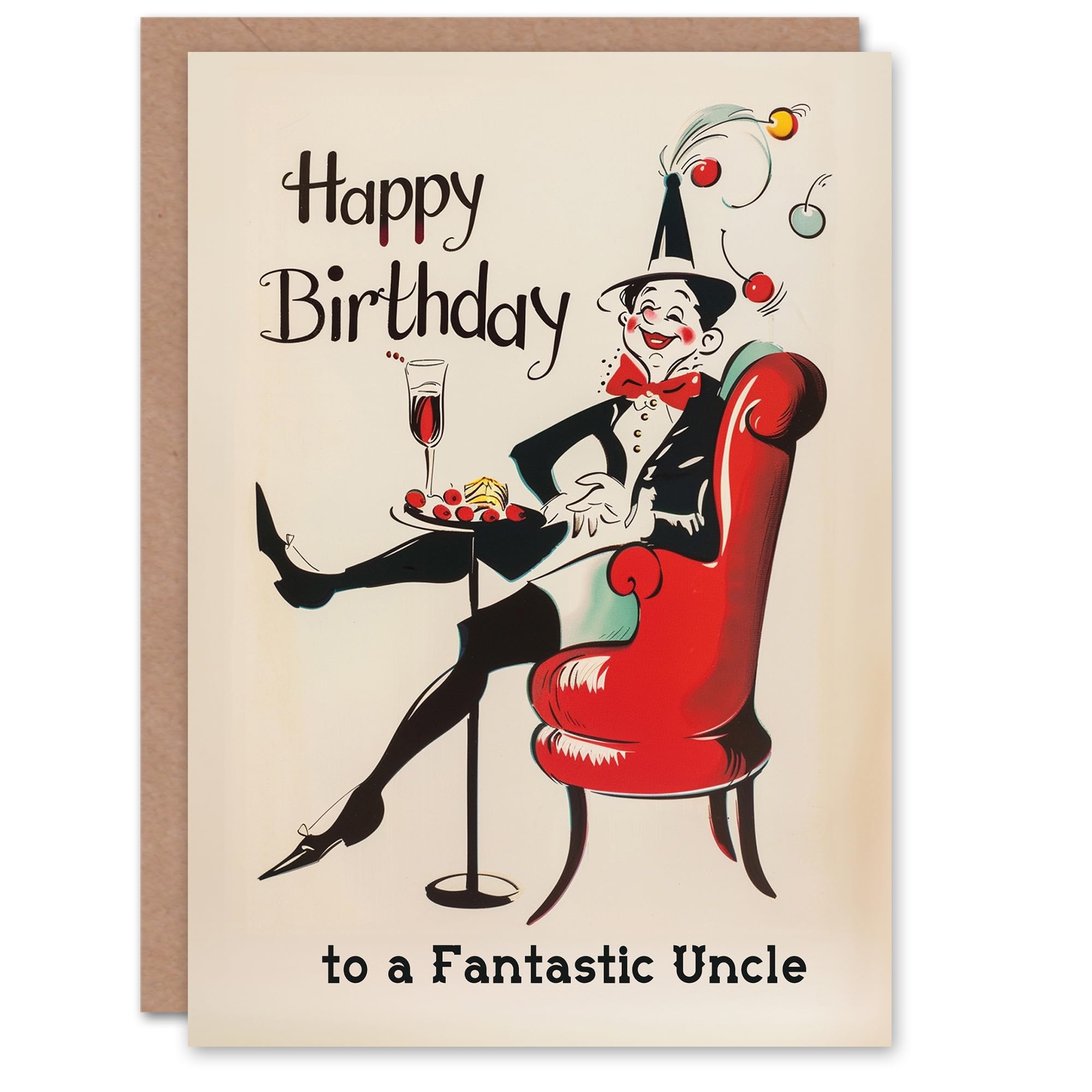 Artery8 Happy Birthday Card to a Fantastic Uncle Laughing French Clown Party
