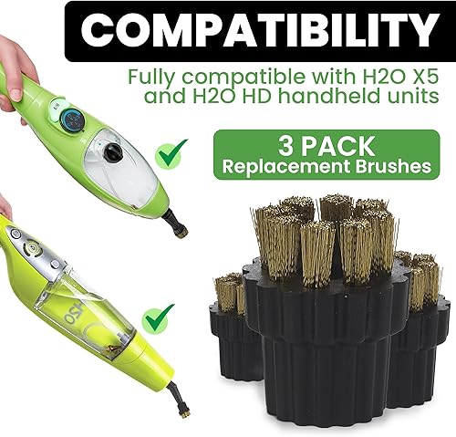 Miniatura 2 de H2O Paquete de 6 cepillos de repuesto para microraspadores, compatibles con modelos seleccionados de trapeador a vapor