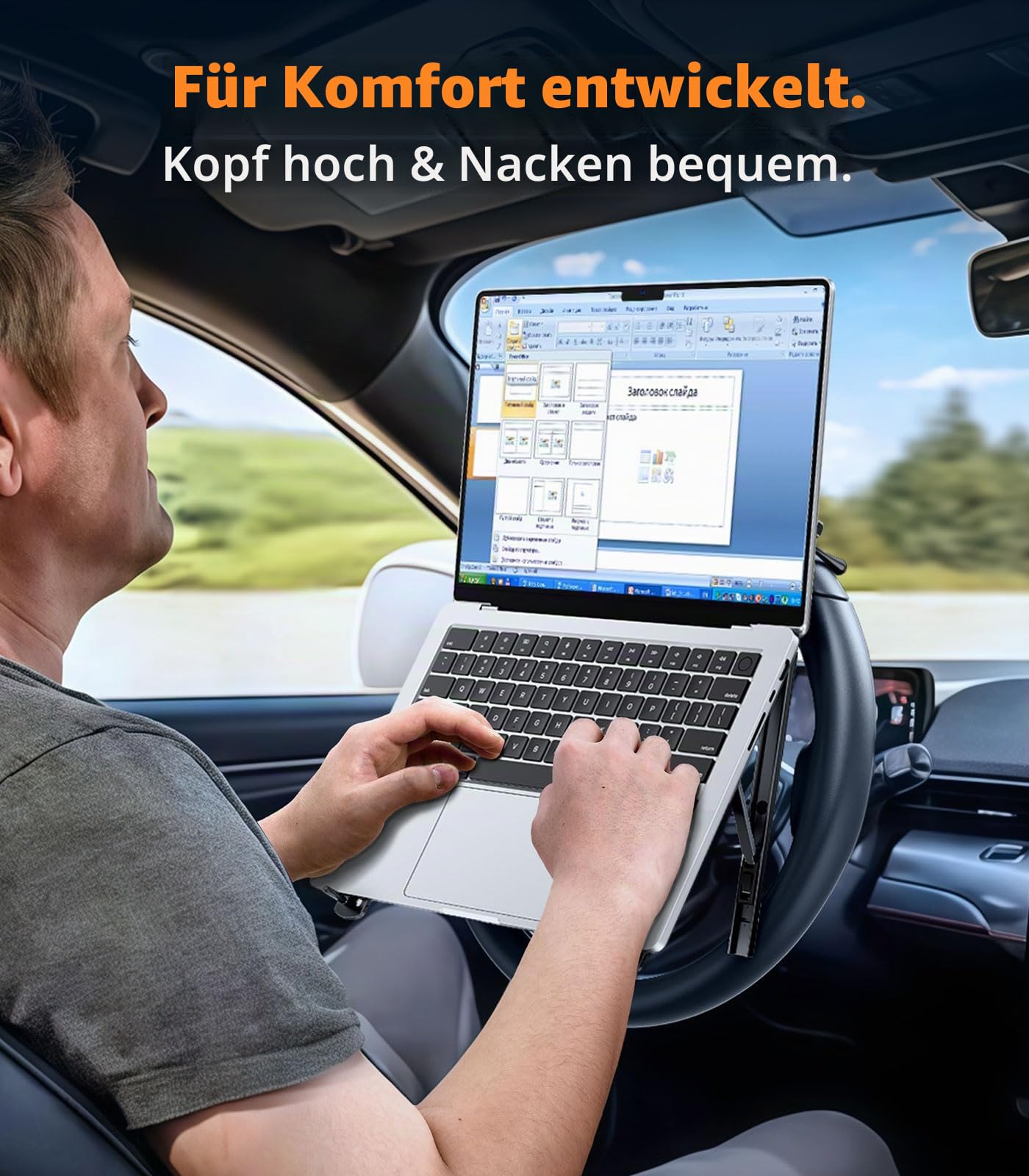 Auto-Laptophalterung, Lenkradablage, höhenverstellbar, Auto-Schreibtisch für Laptop, Computer, Tablet, faltbarer tragbarer Schoß-Laptop-Ständer für Auto, Fahrzeug, Arbeitsplatz, Zubehör, LKW
