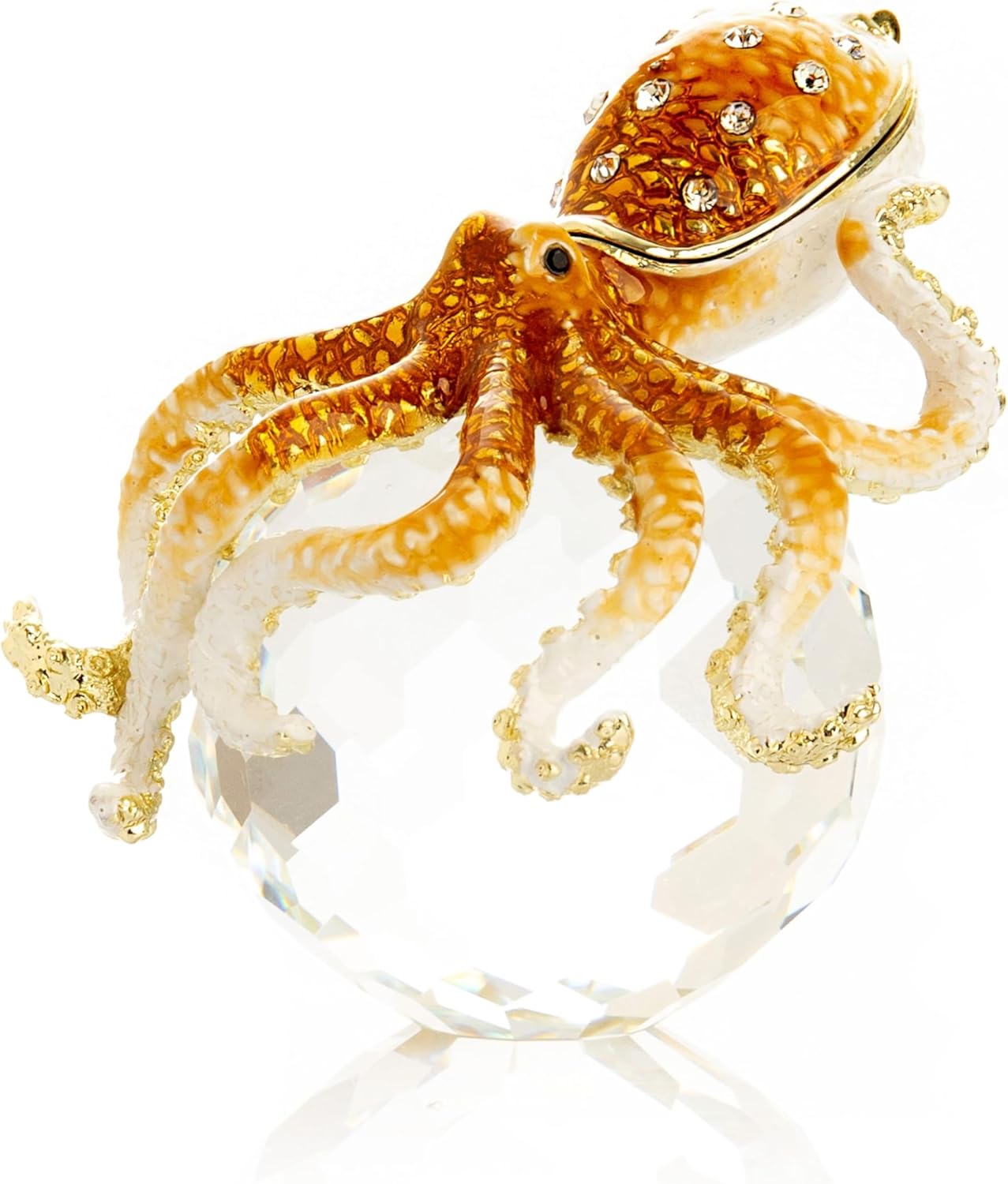 Keren Kopal Octopus on Crystal Trinket Box Decorated with Crystals Handcrafted