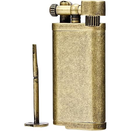 Antique Style Lift Arm Tobacco Pipe Cigarette Butane Lighter with Tamper & Pick (Bronze)