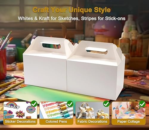 Miniatura 3 de Happyhiram Paquete de 40 cajas grandes a dos aguas, color blanco, cajas de regalo de bienvenida resistentes de 9 x 6 x 6 pulgadas para recuerdos de